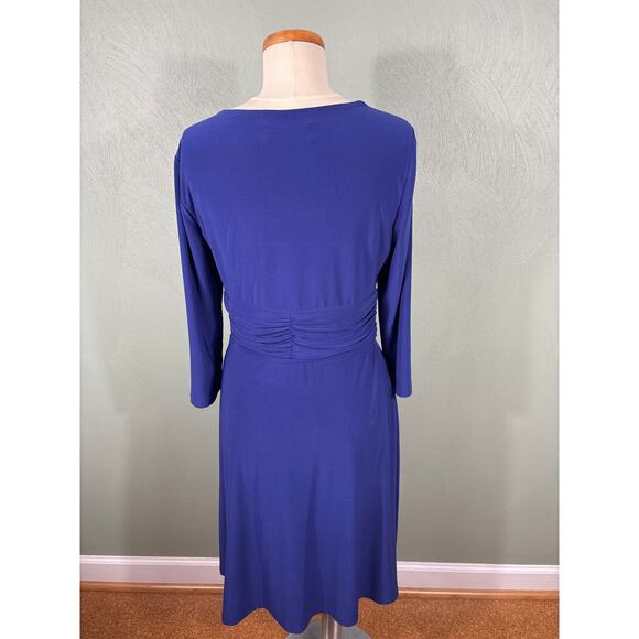 Black Label by Evan Picone Wrap Dress Women's Size 10 Purple Lined V-Neck Event - Picture 2 of 12